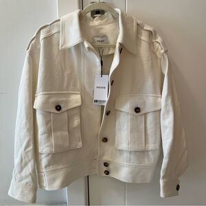 Reiss Linen-Blend Twin-Pocket Jacket in White- US Size 4 / S; New with Tags